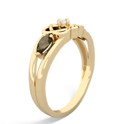 Smoky Quartz Hearts Intertwined 14K Yellow Gold ring R5880