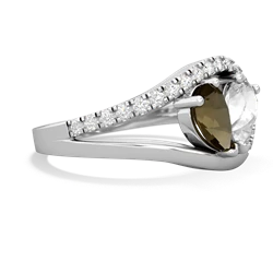 Smoky Quartz Nestled Heart Keepsake 14K White Gold ring R5650