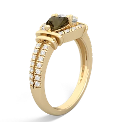 Smoky Quartz Art-Deco Keepsake 14K Yellow Gold ring R5630