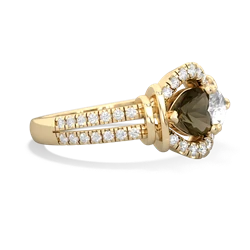 Smoky Quartz Art-Deco Keepsake 14K Yellow Gold ring R5630