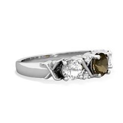 Smoky Quartz Hugs And Kisses 14K White Gold ring R5016