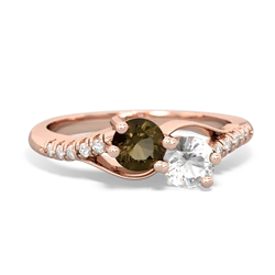 Smoky Quartz Infinity Pave Two Stone 14K Rose Gold ring R5285