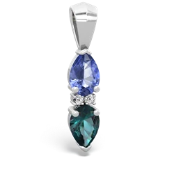 Tanzanite Bowtie Drop 14K White Gold pendant P0865