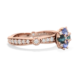 Tanzanite Sparkling Tiara Cluster 14K Rose Gold ring R26293RD