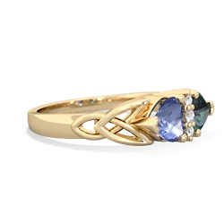 Tanzanite Celtic Knot Double Heart 14K Yellow Gold ring R5040