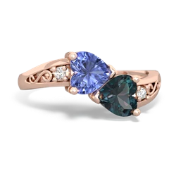 Tanzanite Snuggling Hearts 14K Rose Gold ring R2178