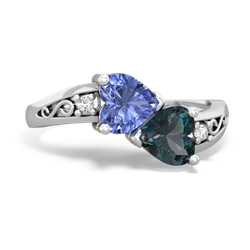 Tanzanite Snuggling Hearts 14K White Gold ring R2178