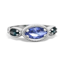 Tanzanite Milgrain Marquise 14K White Gold ring R5700