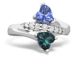 Tanzanite Heart To Heart 14K White Gold ring R2064