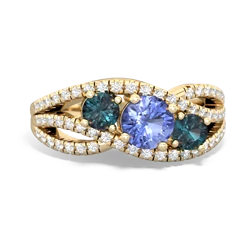 Tanzanite Three Stone Aurora 14K Yellow Gold ring R3080