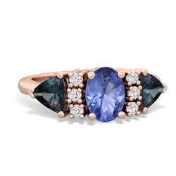 Tanzanite Antique Style Three Stone 14K Rose Gold ring R2186