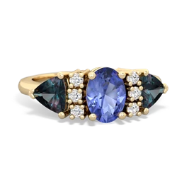 Tanzanite Antique Style Three Stone 14K Yellow Gold ring R2186