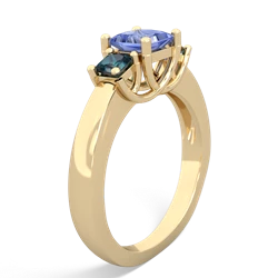 Tanzanite Three Stone Trellis 14K Yellow Gold ring R4015