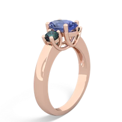 Tanzanite Three Stone Oval Trellis 14K Rose Gold ring R4024