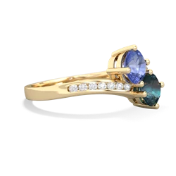 Tanzanite Channel Set Two Stone 14K Yellow Gold ring R5303