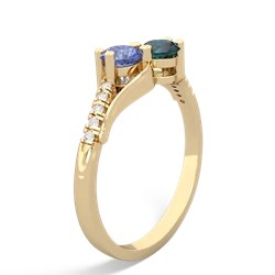 Tanzanite Infinity Pave Two Stone 14K Yellow Gold ring R5285