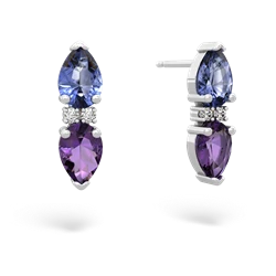 Tanzanite Bowtie Drop 14K White Gold earrings E0865