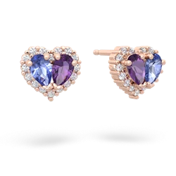 Tanzanite Halo 14K Rose Gold earrings E7008