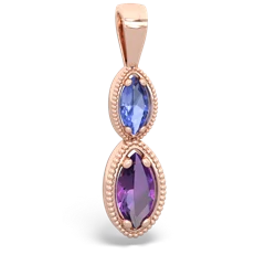 Tanzanite Antique-Style Halo 14K Rose Gold pendant P5700