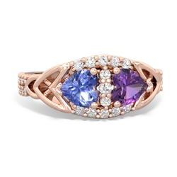 Tanzanite Sparkling Celtic Knot 14K Rose Gold ring R2645