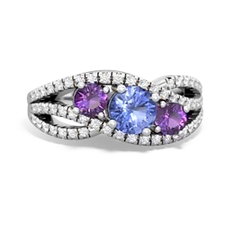 Tanzanite Three Stone Aurora 14K White Gold ring R3080