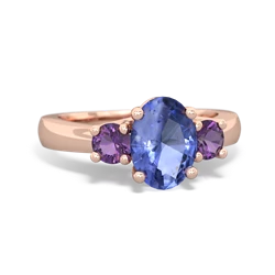 Tanzanite Three Stone Oval Trellis 14K Rose Gold ring R4024