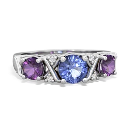 Tanzanite Hugs And Kisses 14K White Gold ring R5016