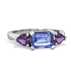 Tanzanite Three Stone 14K White Gold ring R5235