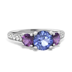 Tanzanite Pave Trellis 14K White Gold ring R5500