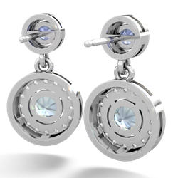 Tanzanite Halo Dangle 14K White Gold earrings E5319