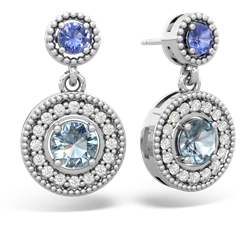 Tanzanite Halo Dangle 14K White Gold earrings E5319