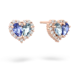 Tanzanite Halo 14K Rose Gold earrings E7008