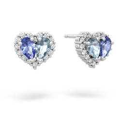 Tanzanite Halo 14K White Gold earrings E7008