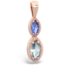 Tanzanite Antique-Style Halo 14K Rose Gold pendant P5700