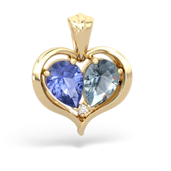 Tanzanite Two Become One 14K Yellow Gold pendant P5330