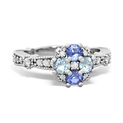 Tanzanite Sparkling Tiara Cluster 14K White Gold ring R26293RD