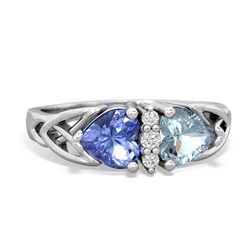 Tanzanite Celtic Knot Double Heart 14K White Gold ring R5040