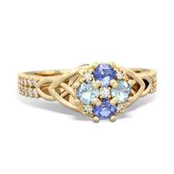 Tanzanite Celtic Knot Cluster Engagement 14K Yellow Gold ring R26443RD