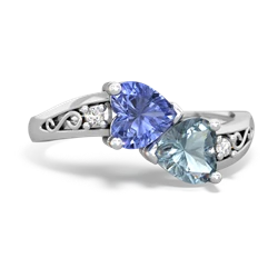 Tanzanite Snuggling Hearts 14K White Gold ring R2178