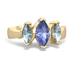 Tanzanite Three Peeks 14K Yellow Gold ring R2433