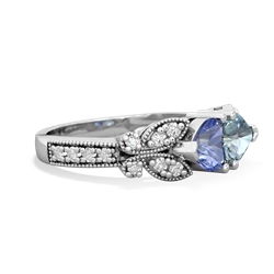 Tanzanite Diamond Butterflies 14K White Gold ring R5601