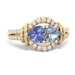 Tanzanite Art-Deco Keepsake 14K Yellow Gold ring R5630