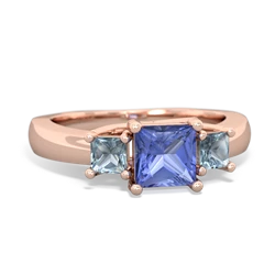 Tanzanite Three Stone Trellis 14K Rose Gold ring R4015