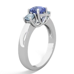 Tanzanite Three Stone Round Trellis 14K White Gold ring R4018