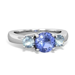 Tanzanite Three Stone Round Trellis 14K White Gold ring R4018