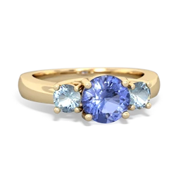 Tanzanite Three Stone Round Trellis 14K Yellow Gold ring R4018