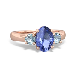 Tanzanite Three Stone Oval Trellis 14K Rose Gold ring R4024