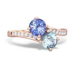 Tanzanite Channel Set Two Stone 14K Rose Gold ring R5303