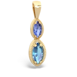 Tanzanite Antique-Style Halo 14K Yellow Gold pendant P5700