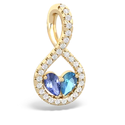 Tanzanite Pave Twist 'One Heart' 14K Yellow Gold pendant P5360